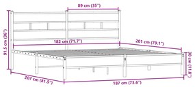 Estrutura de cama sem colchão 180x200cm metal carvalho fumado
