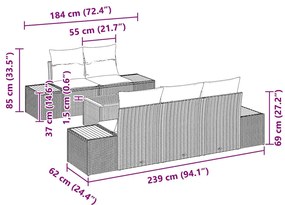 Conjunto de Sofá de Jardim vidaXL de 6 Peças com Almofadas em Bege de