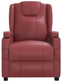 Poltrona reclinável couro artificial vermelho tinto