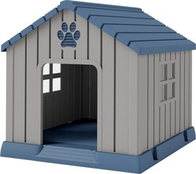 Compartimento aberto para cães de exterior, com aberturas de ventilação e piso elevado, 85 x 79 x 82 cm, azul