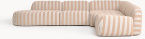 Sofá de canto modular XL com chaise longue às riscas Wolke