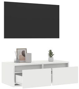 Móvel de TV com luzes LED 75x35,5x25 cm branco