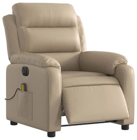 Poltrona massagens reclinável elétrica couro artif. cappuccino