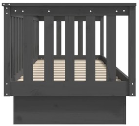 Sofá-cama 75x190 cm madeira de pinho maciça cinzento