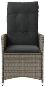 Cadeiras jardim reclináveis 2 pcs c/ almofadões vime PE cinza