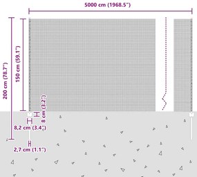 Cerca de Malha Soldada com 44 U Postes Prateados 1,5x50 m Aço