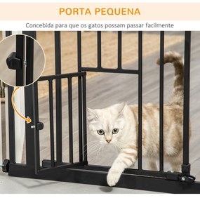 PawHut Barreira de Segurança para Cães com Porta Pequena Barreira para