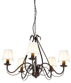 Candeeiro de candelabros castanho com abajur de clip em tecido plissado 5 luzes - Giuseppe Clássico / Antigo