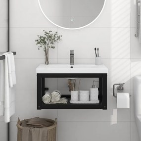 vidaXL Estrutura de parede p/ lavatório ferro 59x38x31 cm preto