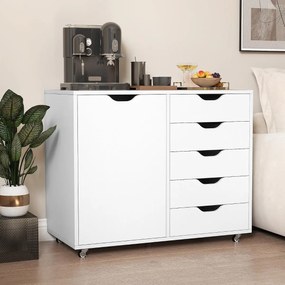 Arquivo escritório 78 x 40 x 65 cm com 5 gavetas com 4 rodas giratórias Branco
