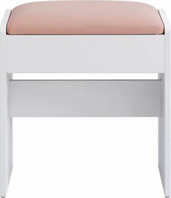 Banco para toucador estofado para maquilhagem em veludo 28,6 x 45 x 49,5 cm, com pés antiderrapantes branco-rosa