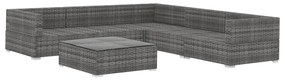 6 pcs conjunto lounge de jardim c/ almofadões vime PE cinzento