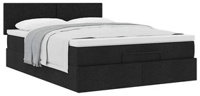 Cama otomana com colchão 140x190 cm tecido preto