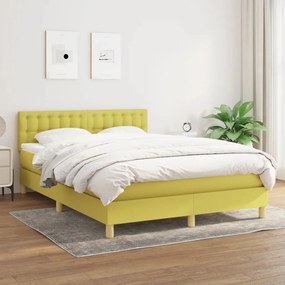 vidaXL Cama com molas/colchão 140x200 cm tecido verde