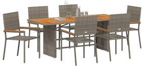 Conjunto de Jantar para Jardim vidaXL 7 Peças Cinza Poli Rattan
