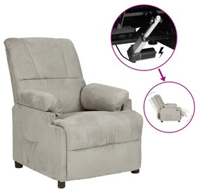 vidaXL Poltrona reclinável elétrica camurça artificial cinzento-claro