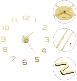 Relógio de parede 3D com design moderno 100 cm XXL dourado
