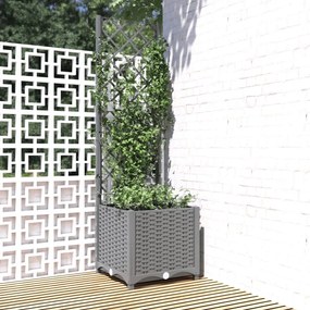 vidaXL Vaso/floreira jardim c/ treliça 40x40x136 cm PP cinzento-claro