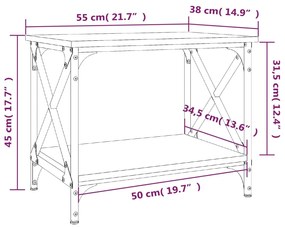 Mesa de apoio 55x38x45 cm derivados de madeira carvalho fumado