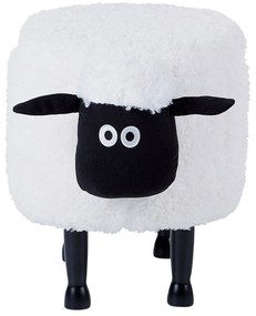 Tamborete em tecido branco com arrumação SHEEP Beliani
