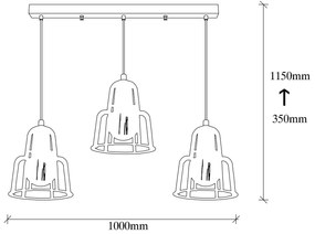 Candeeiro Suspenso Endustri – Preto – 100 x 20 cm