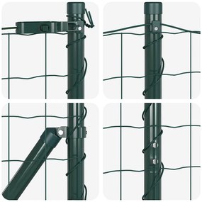 Cerca Euro com 7 Postes Flangados 1,4 x 10 m em Aço Galvanizado