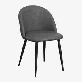 Pacote De 2 Cadeiras De Jantar Estofadas Em Couro Sintético Kana Cinza Antracite & Negro - Sklum