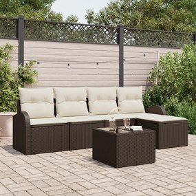 Conjunto de Sofás de Jardim de 5 Peças com Almofadas Cinza Vime de Pol