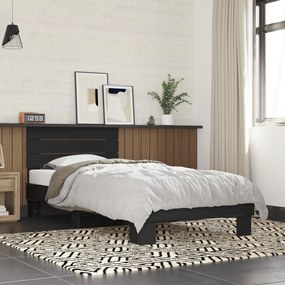 vidaXL Estrutura de cama 90x200 cm derivados de madeira/metal preto