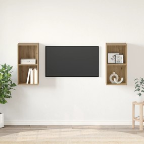 vidaXL Gabinete de TV de Parede 2 pcs Carvalho Artesanal