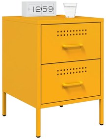 Mesas de cabeceira 2 pcs 36x39x50,5 cm aço amarelo mostarda