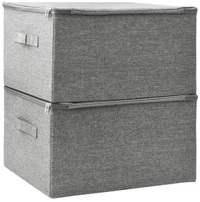 Caixas de arrumação 2 pcs 43x34x23 cm tecido cinzento