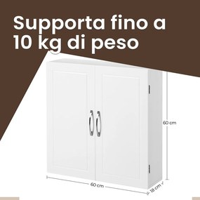 Armário de parede com 2 portas Casa de Banho 30 x 60 x 60 cm Branco 