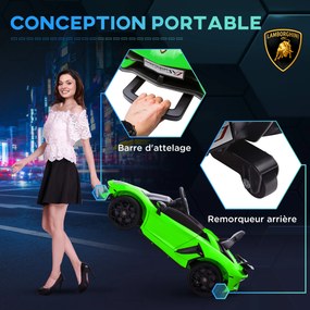 Carro elétrico para crianças com licença Lamborghini Aventador SVJ, 12 V, com portas em forma de borboleta, comando à distância, 3-5 km/h, verde
