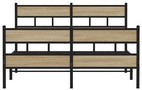 Estrutura de cama sem colchão 140x190 cm metal carvalho sonoma