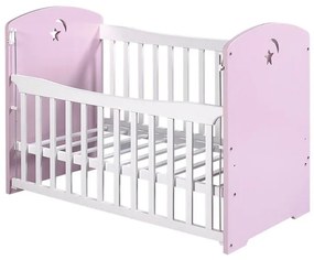 Berço de Bebe Rosa com Laterais Deslizantes - 60x120 cm - Made In Port