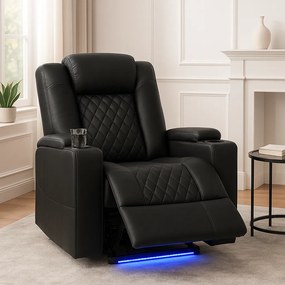 Poltrona Relax Elétrica Reclinável Sintra – Preto – Com Massagem, LED,