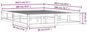Estrutura de cama 180x200 cm super king madeira maciça