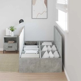 Cama de Armazenamento Cinza Betão 80x200 cm