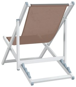 Cadeiras de praia dobráveis 2 pcs alumínio e textilene castanho