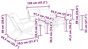 5 pcs conjunto mobiliário de varanda com almofadões aço preto