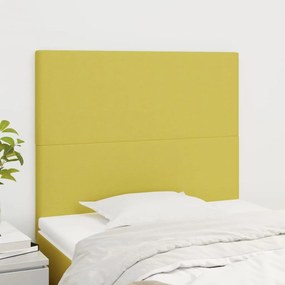 vidaXL Cabeceira de cama 2 pcs tecido 80x5x78/88 cm verde