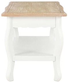 Mesa de centro 87,5x42x44 cm pinho maciço branco e castanho