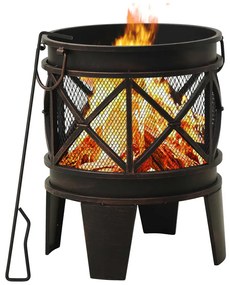 313637 vidaXL Braseira rústica com atiçador Φ42x54 cm aço