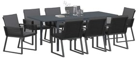 Conjunto de Jantar de Jardim Manual 9 pcs Preto Largo Metal