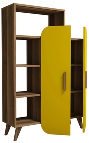 Estante Form – Nogueira e Amarelo – 90x132x32 cm