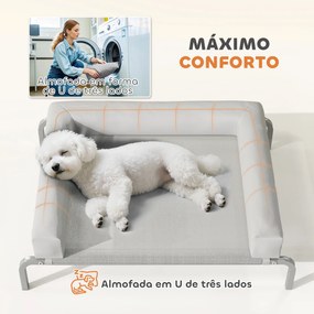 Cama Elevada para Cães com Latertais Amovíveis Cama Elevada para Cães Pequenos Portátil com Malha Respirável 90x65x30 cm Cinza