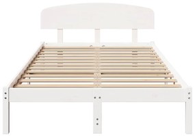 Estrado de Cama com Cabeceira Branco 140x190 cm Madeira Pinho