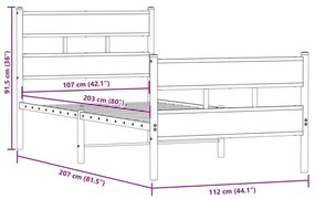 Estrutura de cama sem colchão 107x203 cm metal carvalho sonoma