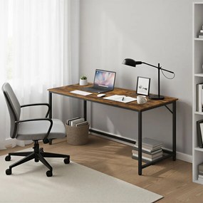 Secretária para escritório em casa 100 x 50 x 76 cm, estável, fácil de montar castanho-preto